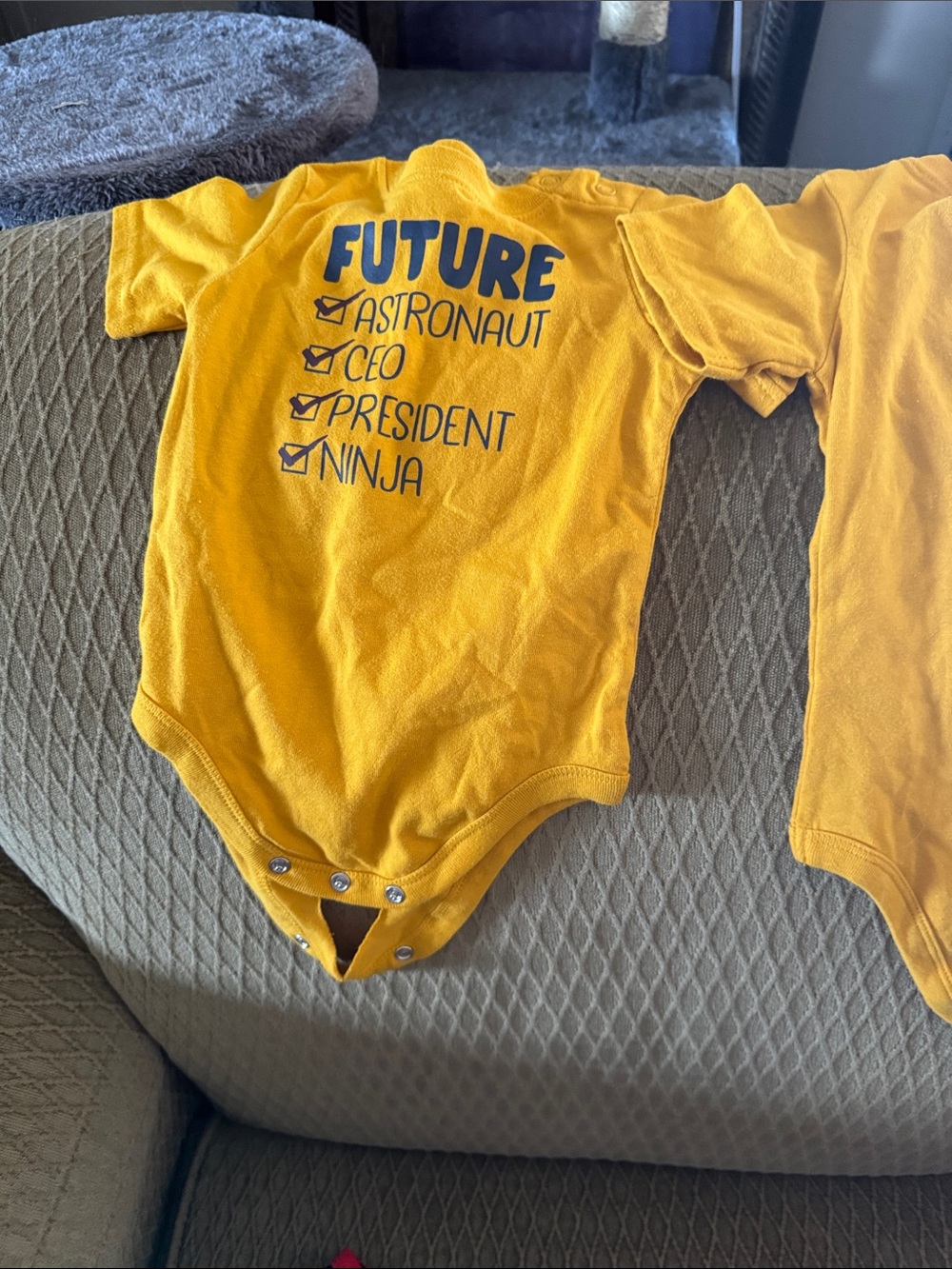 Yellow "Future" Graphic Baby One-Piece